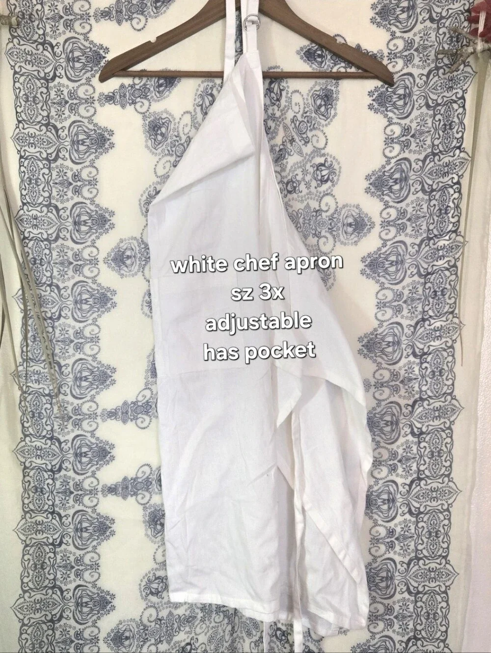 4/$15 White 3X Chef Apron Adjustable Pocket Kitchen Baking Cooking Workwear